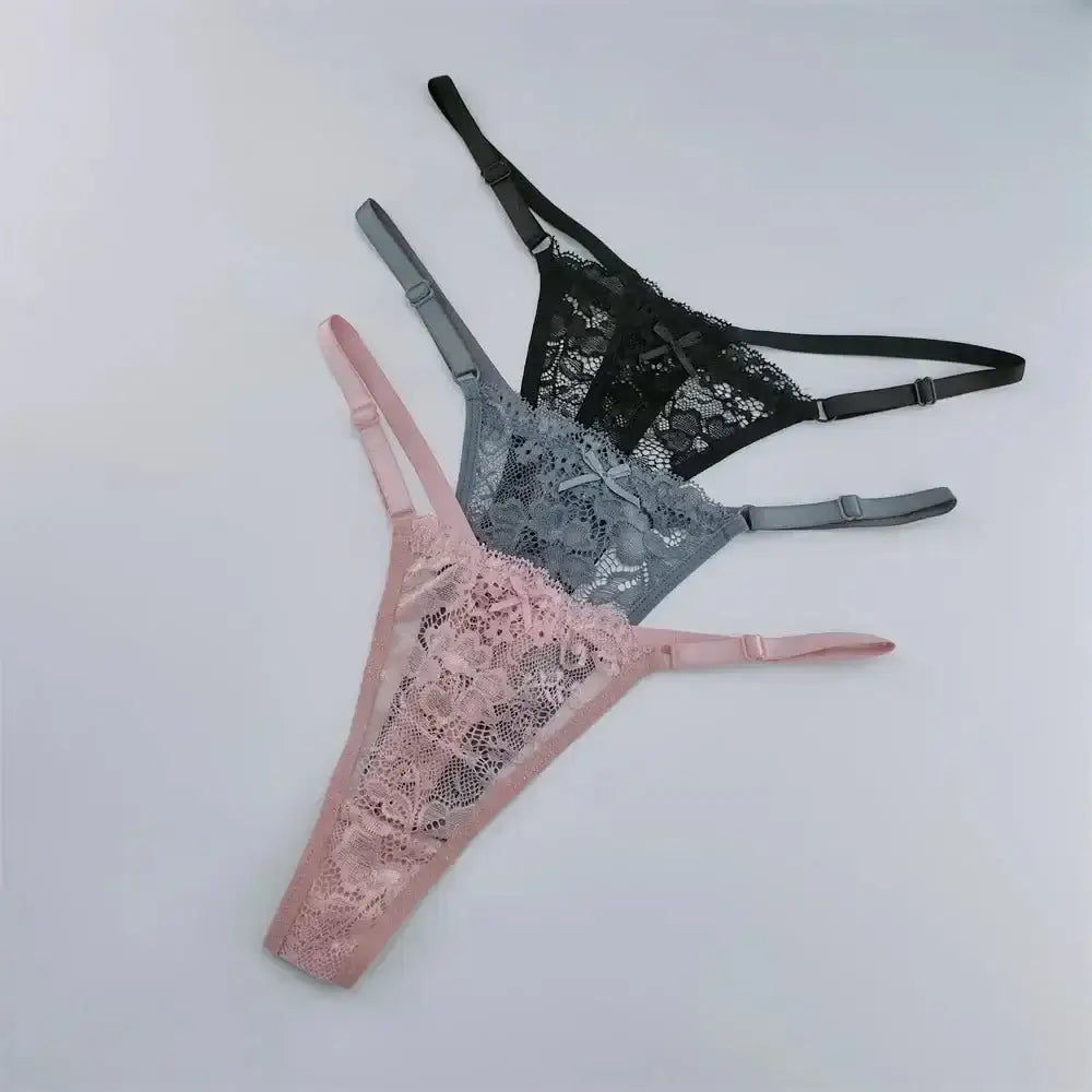3Pcs Lace Thongs Women Lace Low Waist Panties Sexy Transparent Underwear Fashion Breathable G - string Ladies Intimates Lingerie - The Lady's Haven