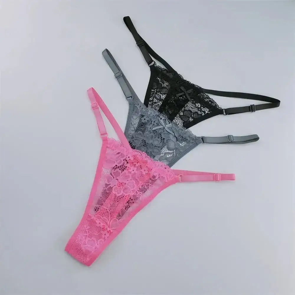 3Pcs Lace Thongs Women Lace Low Waist Panties Sexy Transparent Underwear Fashion Breathable G - string Ladies Intimates Lingerie - The Lady's Haven