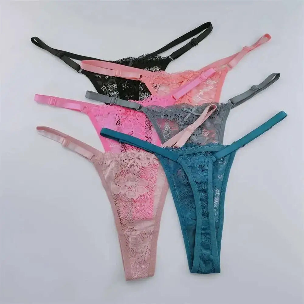 3Pcs Lace Thongs Women Lace Low Waist Panties Sexy Transparent Underwear Fashion Breathable G - string Ladies Intimates Lingerie - The Lady's Haven