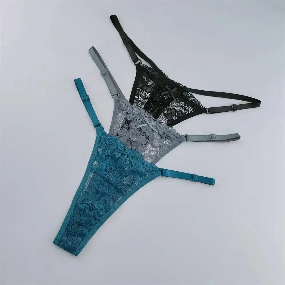 3Pcs Lace Thongs Women Lace Low Waist Panties Sexy Transparent Underwear Fashion Breathable G - string Ladies Intimates Lingerie - The Lady's Haven