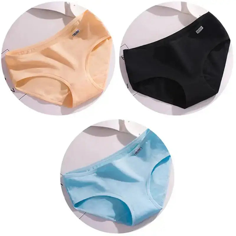 3Pcs/Set Candy Color Underwear Womens Comfortable High - quality Cotton Panties Mid - waist Breathable Underpanties Plus Size Briefs - The Lady's Haven