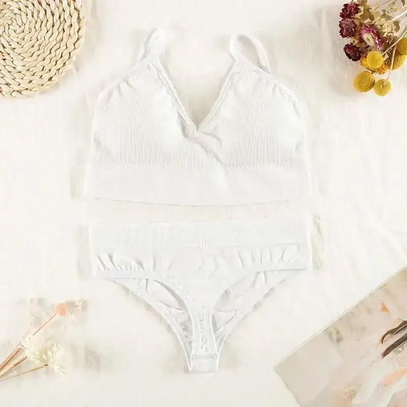 CHRLEISURE Women Underwear Set Wireless Lingerie Panties Bra Sexy G - String Seamless Tank Crop Top Brassiere New - The Lady's Haven