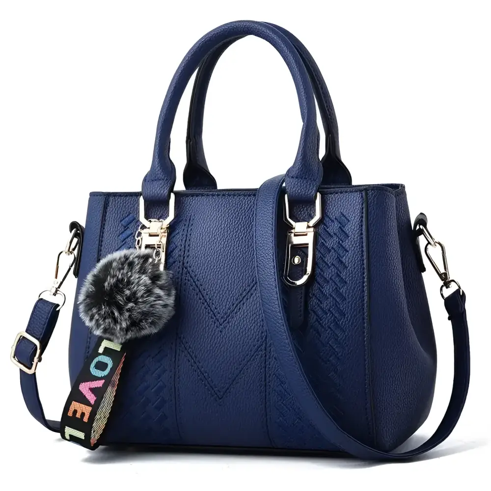 Embroidery Messenger Bags Women Leather Handbags Sac a Main - dark blue / 23X14X19cm