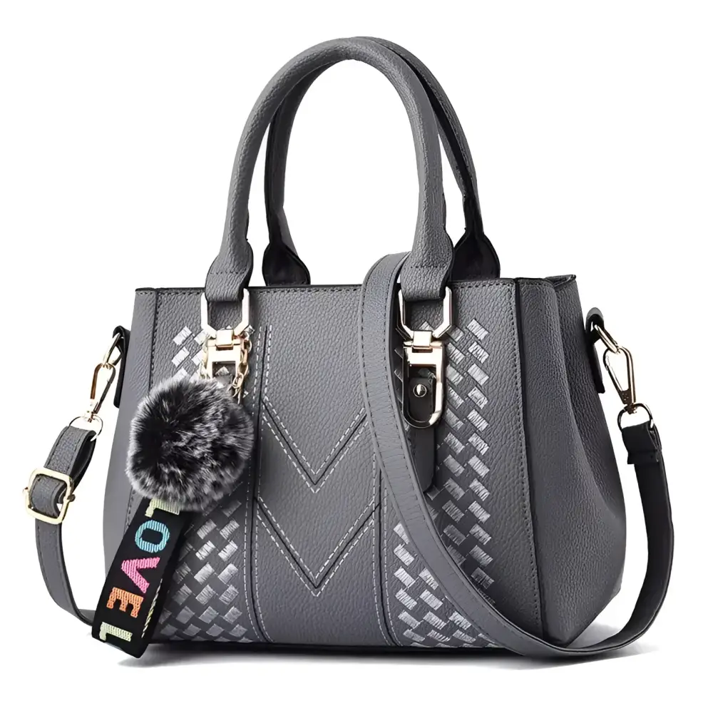 Embroidery Messenger Bags Women Leather Handbags Sac a Main - Grey / 23X14X19cm