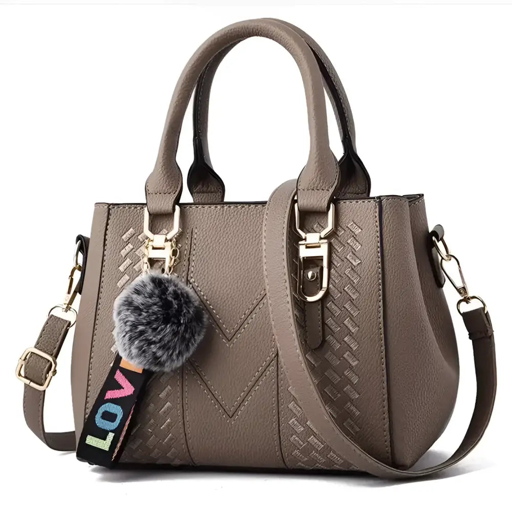 Embroidery Messenger Bags Women Leather Handbags Sac a Main - khaki / 23X14X19cm