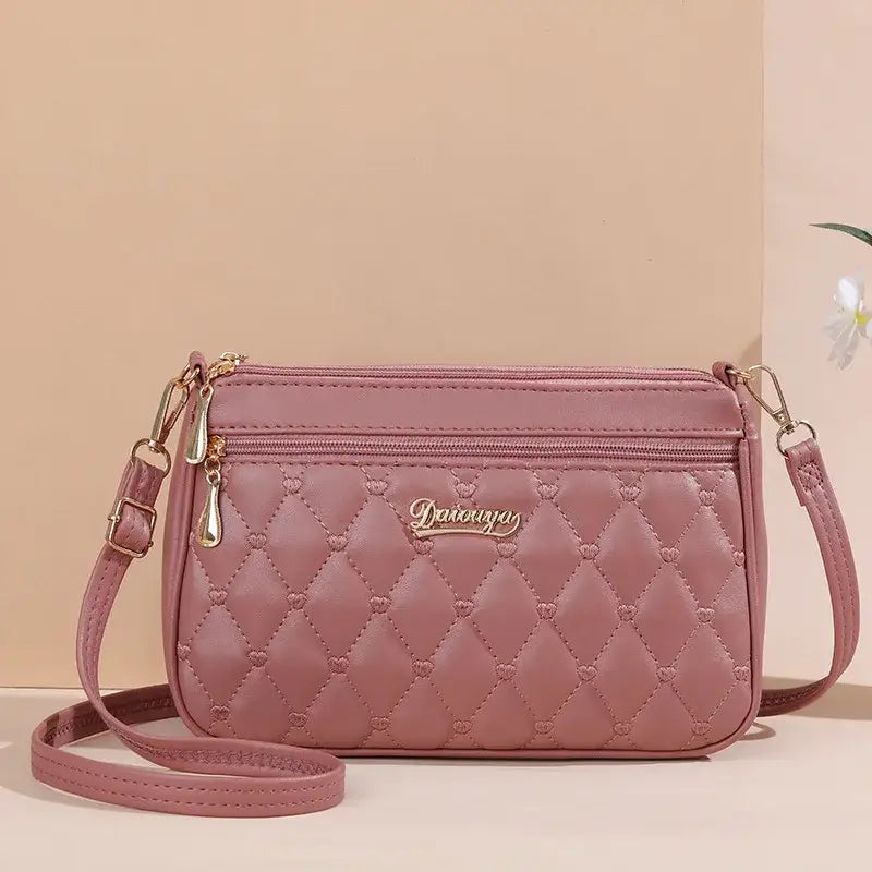 Embroidery Messenger Bags Women Leather Handbags Sac a Main - small pink / 23X14X19cm