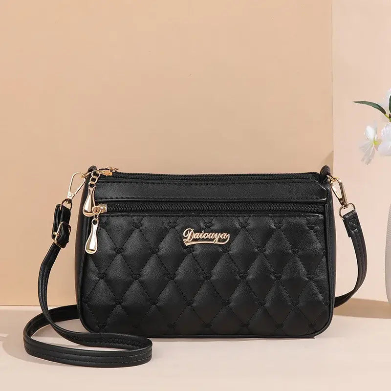 Embroidery Messenger Bags Women Leather Handbags Sac a Main - small black / 23X14X19cm