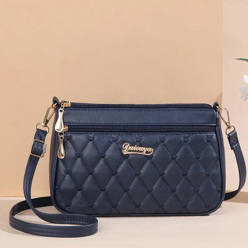 Embroidery Messenger Bags Women Leather Handbags Sac a Main - small deepblue / 23X14X19cm