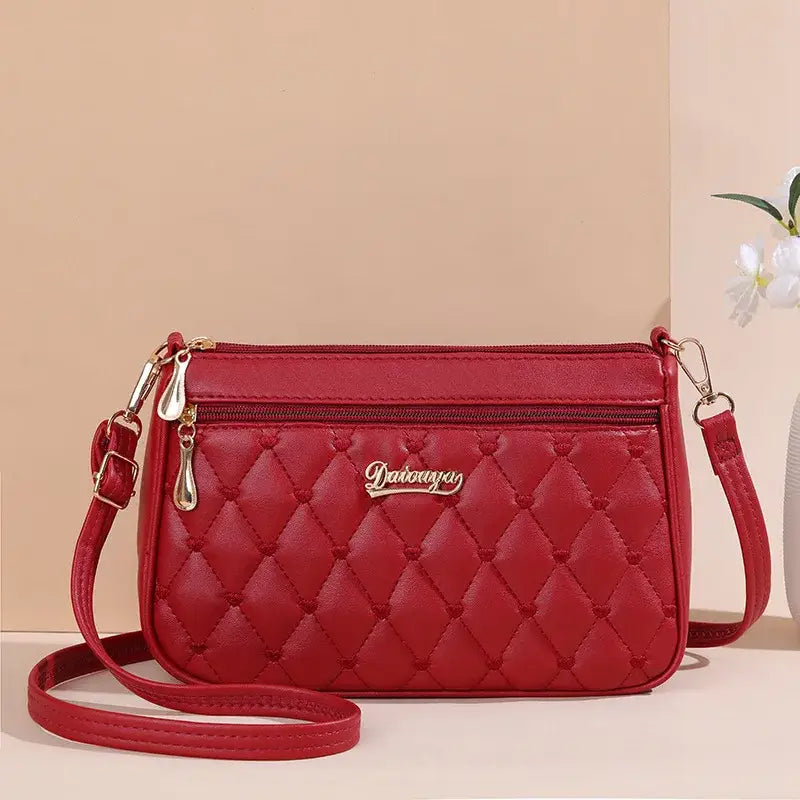 Embroidery Messenger Bags Women Leather Handbags Sac a Main - small red / 23X14X19cm