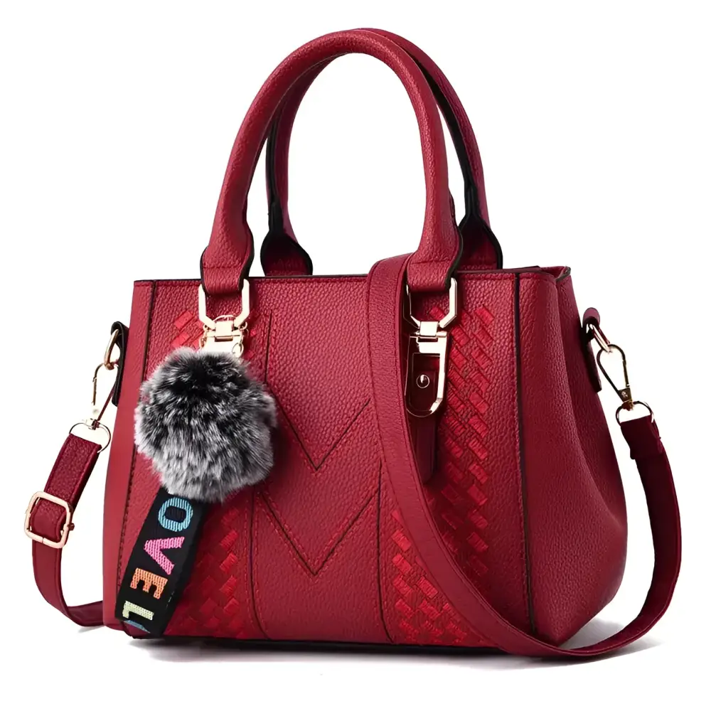 Embroidery Messenger Bags Women Leather Handbags Sac a Main - wine red / 23X14X19cm