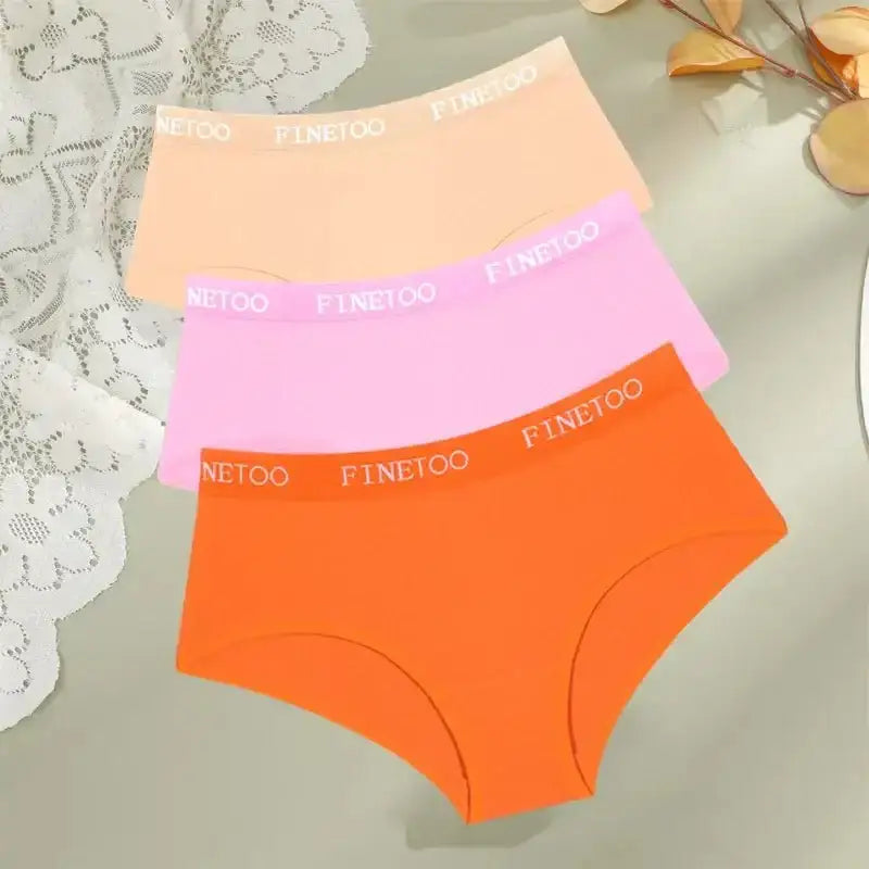 FINETOO 3Pcs Cotton Letter Belt Underwear Women's Panties Sexy Breathable Low Waist Briefs Female Stretch Comfortable Lingerie - The Lady's Haven