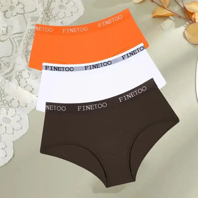 FINETOO 3Pcs Cotton Letter Belt Underwear Women's Panties Sexy Breathable Low Waist Briefs Female Stretch Comfortable Lingerie - The Lady's Haven