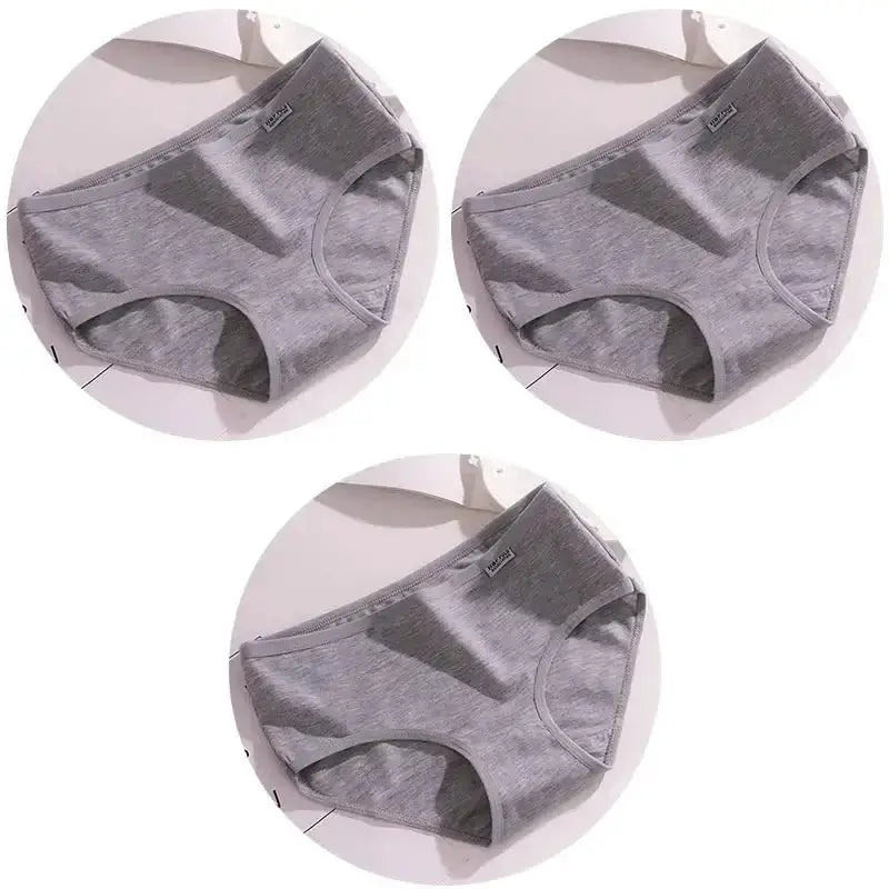 3Pcs/Set Candy Color Underwear Womens Comfortable High - quality Cotton Panties Mid - waist Breathable Underpanties Plus Size Briefs - The Lady's Haven