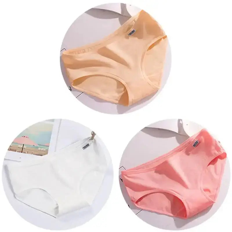 3Pcs/Set Candy Color Underwear Womens Comfortable High - quality Cotton Panties Mid - waist Breathable Underpanties Plus Size Briefs - The Lady's Haven