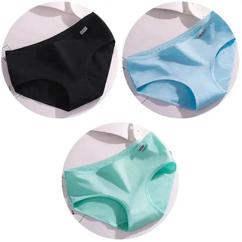 3Pcs/Set Candy Color Underwear Womens Comfortable High - quality Cotton Panties Mid - waist Breathable Underpanties Plus Size Briefs - The Lady's Haven