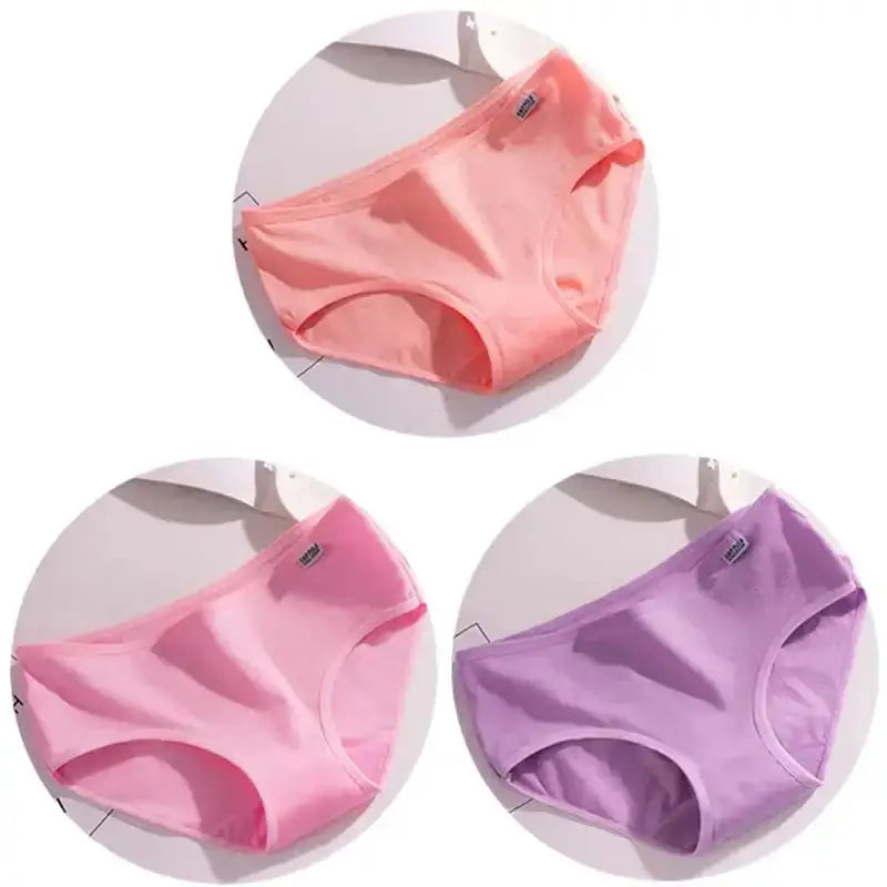 3Pcs/Set Candy Color Underwear Womens Comfortable High - quality Cotton Panties Mid - waist Breathable Underpanties Plus Size Briefs - The Lady's Haven