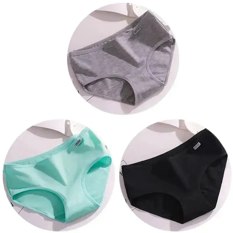 3Pcs/Set Candy Color Underwear Womens Comfortable High - quality Cotton Panties Mid - waist Breathable Underpanties Plus Size Briefs - The Lady's Haven