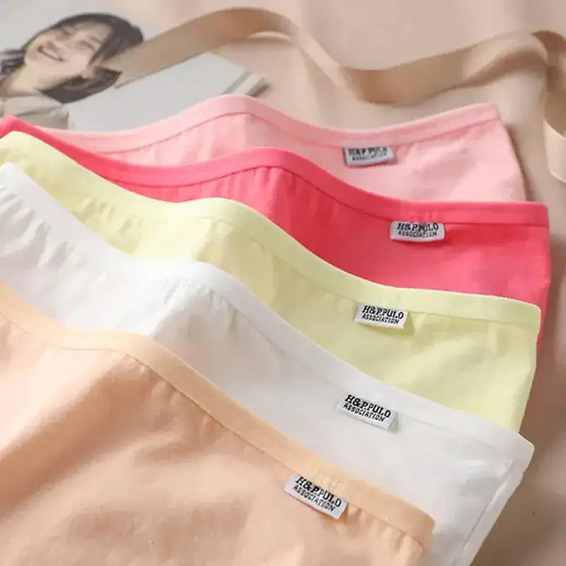 3Pcs/Set Candy Color Underwear Womens Comfortable High - quality Cotton Panties Mid - waist Breathable Underpanties Plus Size Briefs - The Lady's Haven