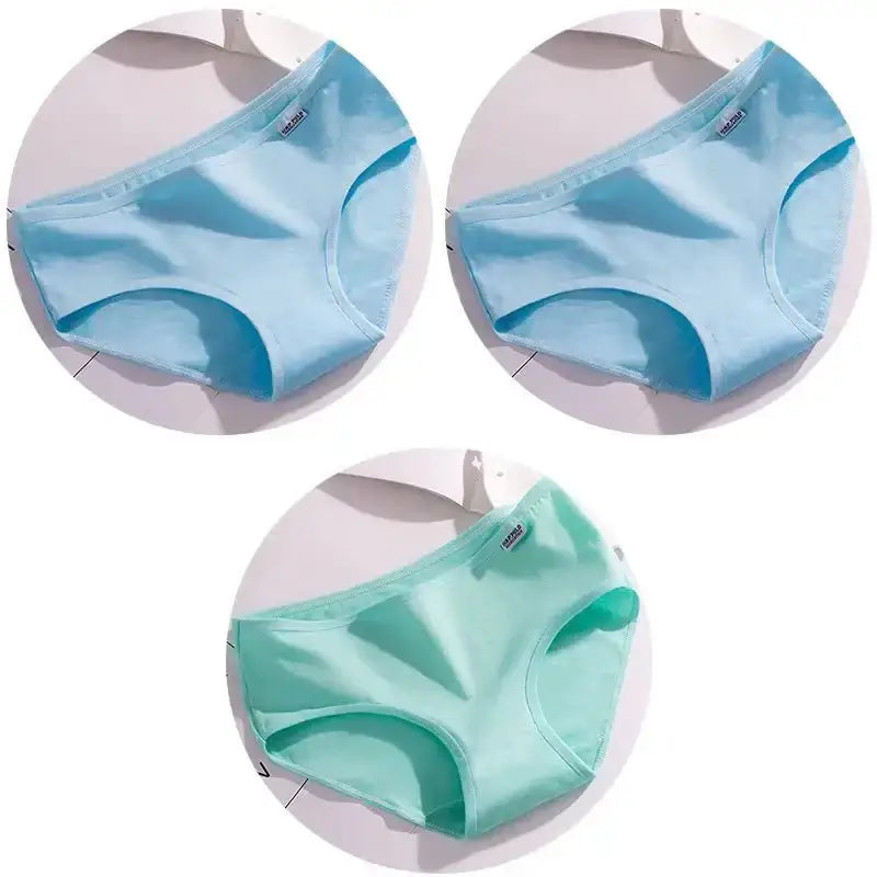 3Pcs/Set Candy Color Underwear Womens Comfortable High - quality Cotton Panties Mid - waist Breathable Underpanties Plus Size Briefs - The Lady's Haven
