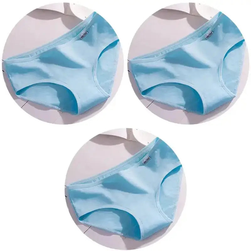 3Pcs/Set Candy Color Underwear Womens Comfortable High - quality Cotton Panties Mid - waist Breathable Underpanties Plus Size Briefs - The Lady's Haven