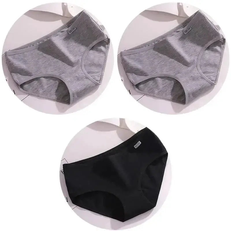 3Pcs/Set Candy Color Underwear Womens Comfortable High - quality Cotton Panties Mid - waist Breathable Underpanties Plus Size Briefs - The Lady's Haven