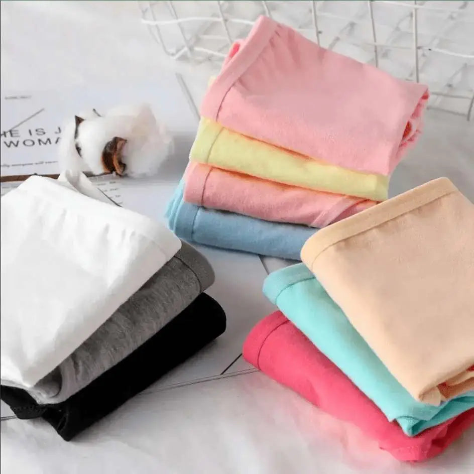 3Pcs/Set Candy Color Underwear Womens Comfortable High - quality Cotton Panties Mid - waist Breathable Underpanties Plus Size Briefs - The Lady's Haven