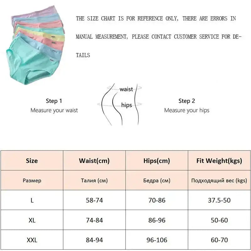 3Pcs/Set Candy Color Underwear Womens Comfortable High - quality Cotton Panties Mid - waist Breathable Underpanties Plus Size Briefs - The Lady's Haven