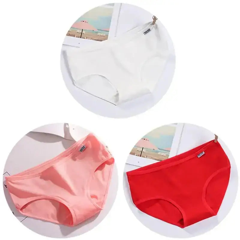 3Pcs/Set Candy Color Underwear Womens Comfortable High - quality Cotton Panties Mid - waist Breathable Underpanties Plus Size Briefs - The Lady's Haven