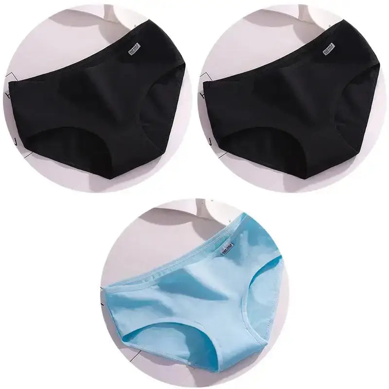 3Pcs/Set Candy Color Underwear Womens Comfortable High - quality Cotton Panties Mid - waist Breathable Underpanties Plus Size Briefs - The Lady's Haven