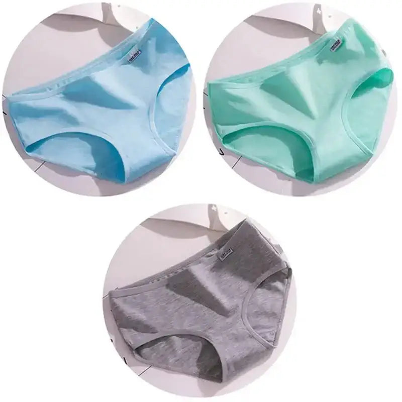 3Pcs/Set Candy Color Underwear Womens Comfortable High - quality Cotton Panties Mid - waist Breathable Underpanties Plus Size Briefs - The Lady's Haven