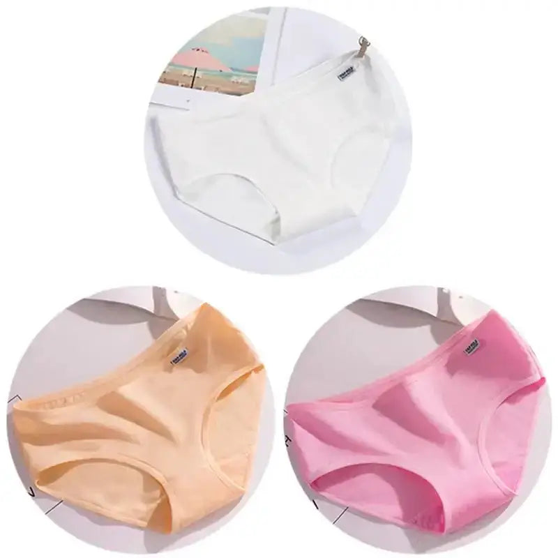 3Pcs/Set Candy Color Underwear Womens Comfortable High - quality Cotton Panties Mid - waist Breathable Underpanties Plus Size Briefs - The Lady's Haven
