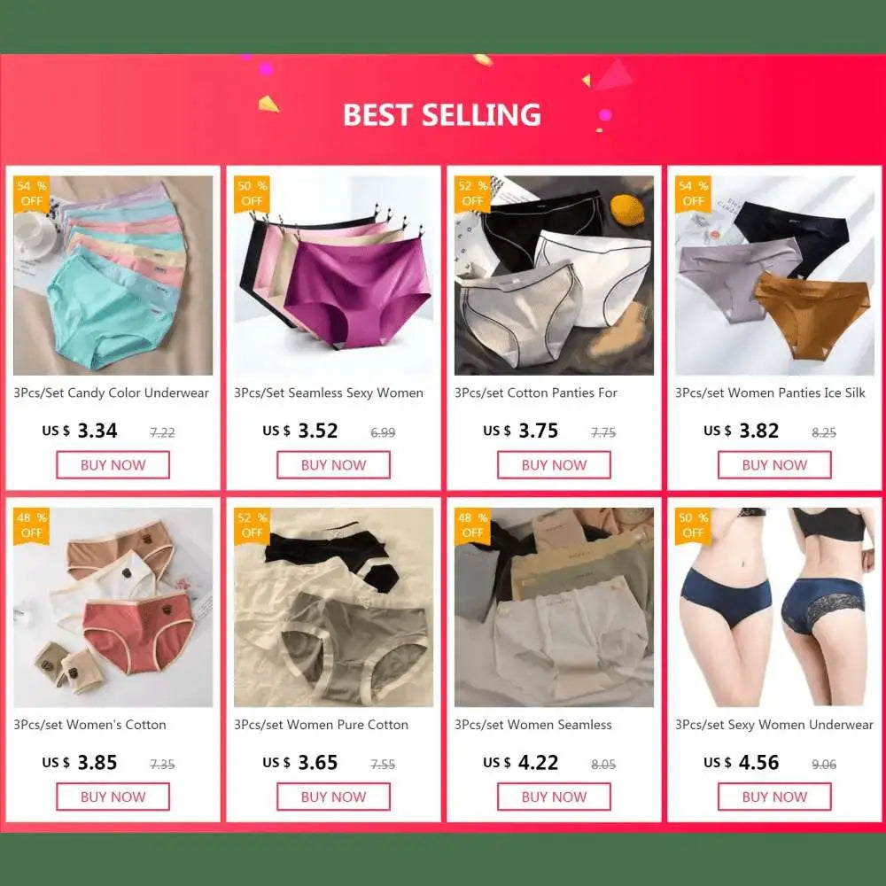 3Pcs/Set Candy Color Underwear Womens Comfortable High - quality Cotton Panties Mid - waist Breathable Underpanties Plus Size Briefs - The Lady's Haven