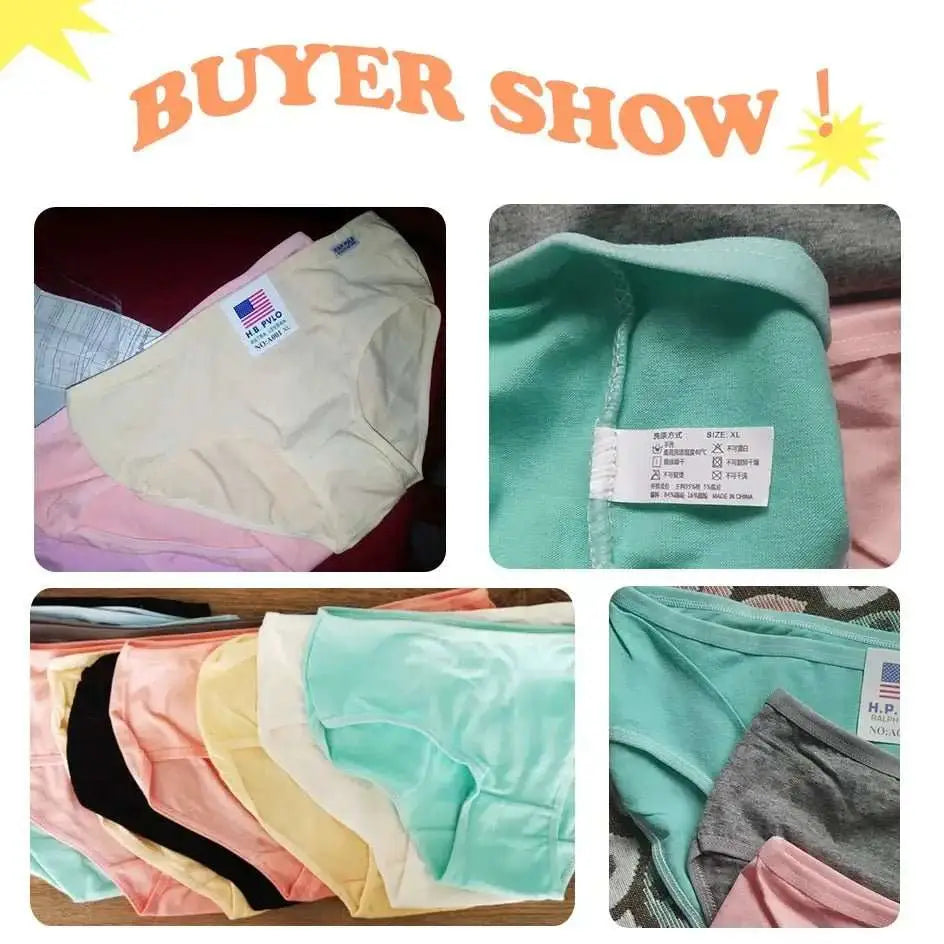 3Pcs/Set Candy Color Underwear Womens Comfortable High - quality Cotton Panties Mid - waist Breathable Underpanties Plus Size Briefs - The Lady's Haven