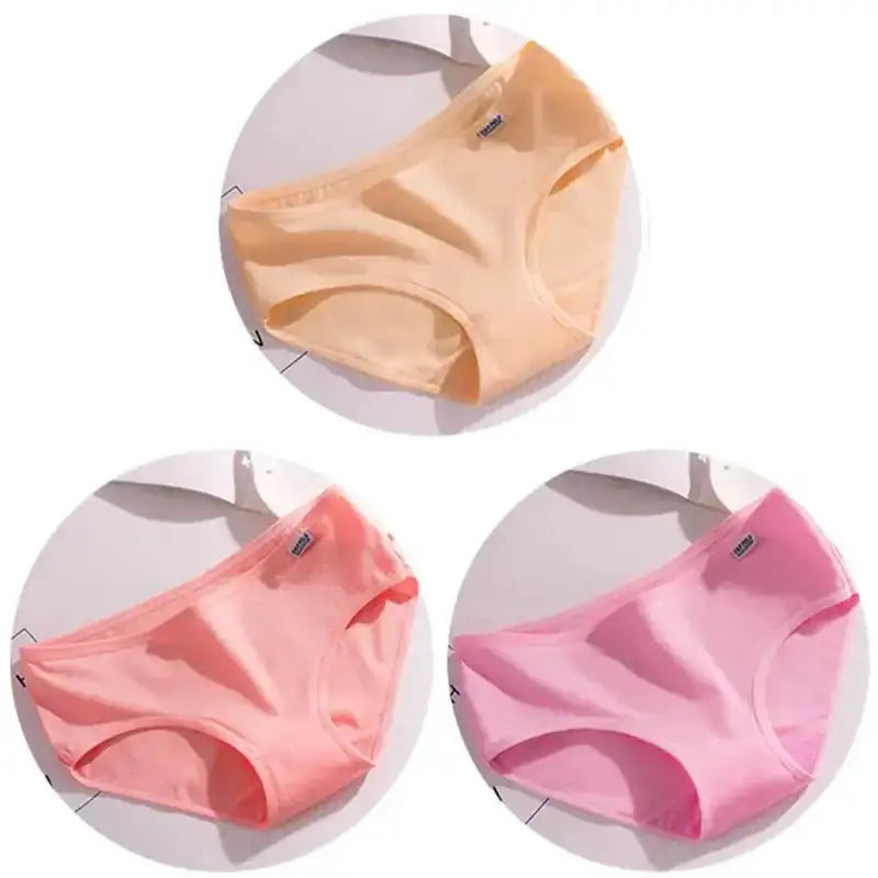 3Pcs/Set Candy Color Underwear Womens Comfortable High - quality Cotton Panties Mid - waist Breathable Underpanties Plus Size Briefs - The Lady's Haven