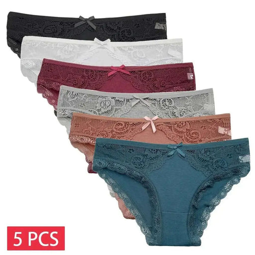 5 PCS/SET New Arrival Low Rise Ladies Sexy Lace Panty Underpants Panties For Women Lingerie Cotton Briefs - The Lady's Haven