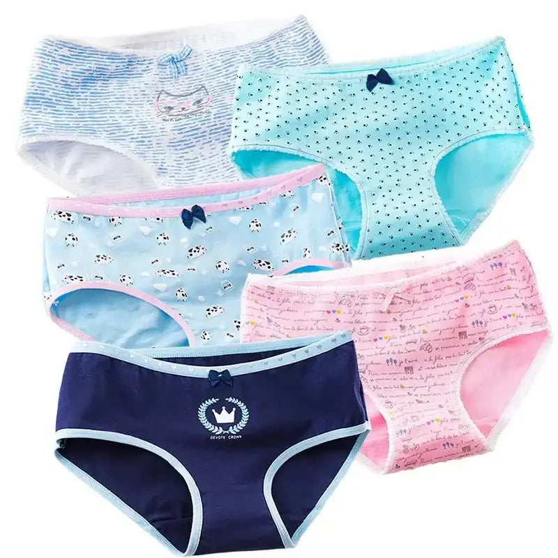 5Pcs Cotton Underwear Women's Panties Plus Size Briefs Girls Calcinha Sexy Lingerie Ladies Panty Print Cartoon Female Underpant - The Lady's Haven