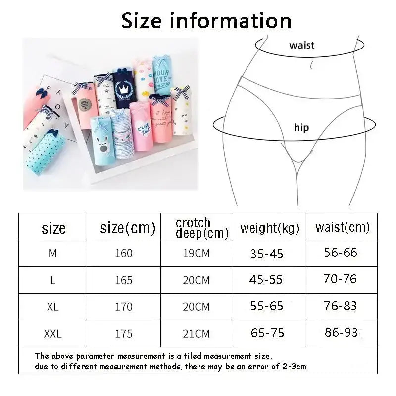 5Pcs Cotton Underwear Women's Panties Plus Size Briefs Girls Calcinha Sexy Lingerie Ladies Panty Print Cartoon Female Underpant - The Lady's Haven