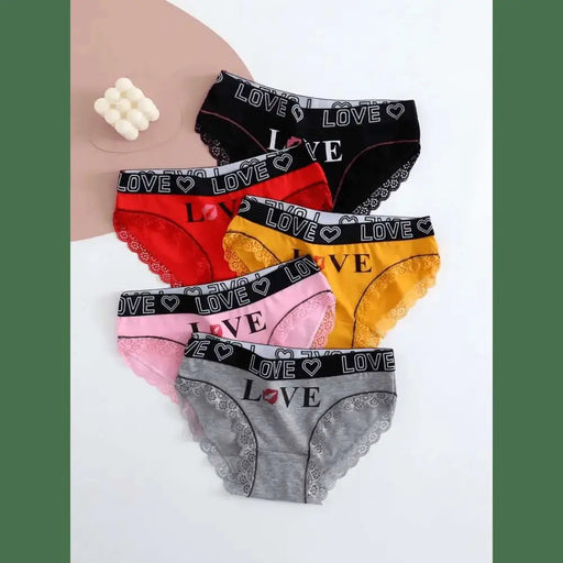 5pcs women cotton Panties Fashion Letter Printed Belt Ladies underwear Breathable Intimates Lingeries - The Lady's Haven