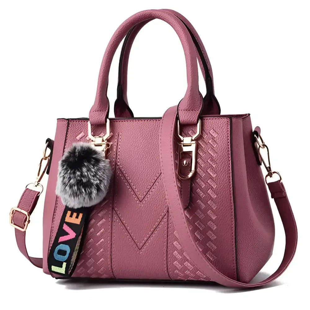 Embroidery Messenger Bags Women Leather Handbags Sac a Main - dark pink / 23X14X19cm