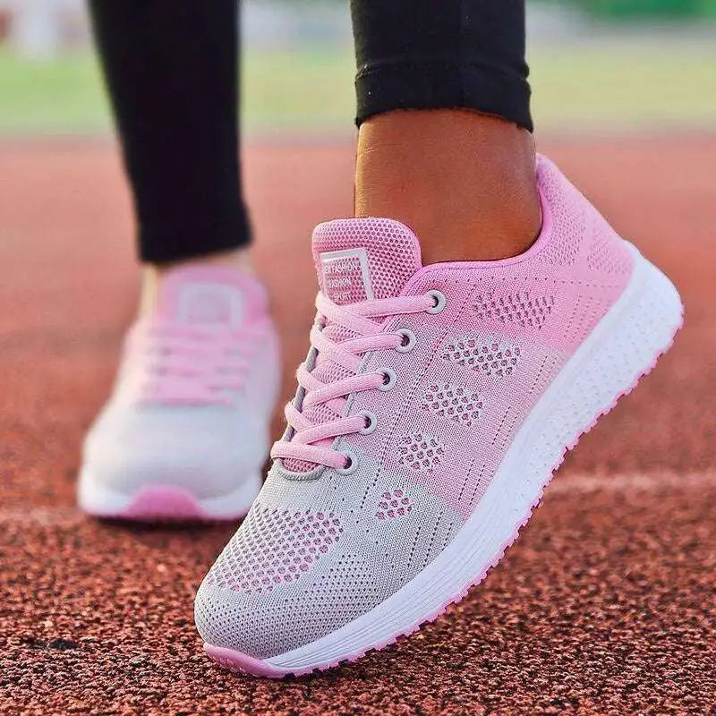 Stylish Fashion Women's Sneakers Lace Up in pink and gray, perfect for casual wear and ultimate comfort.