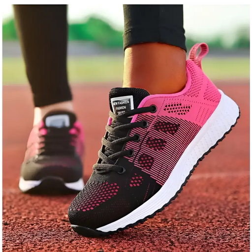 Step up your style with Fashion Women's Sneakers Lace Up in vibrant pink and black, perfect for casual occasions.