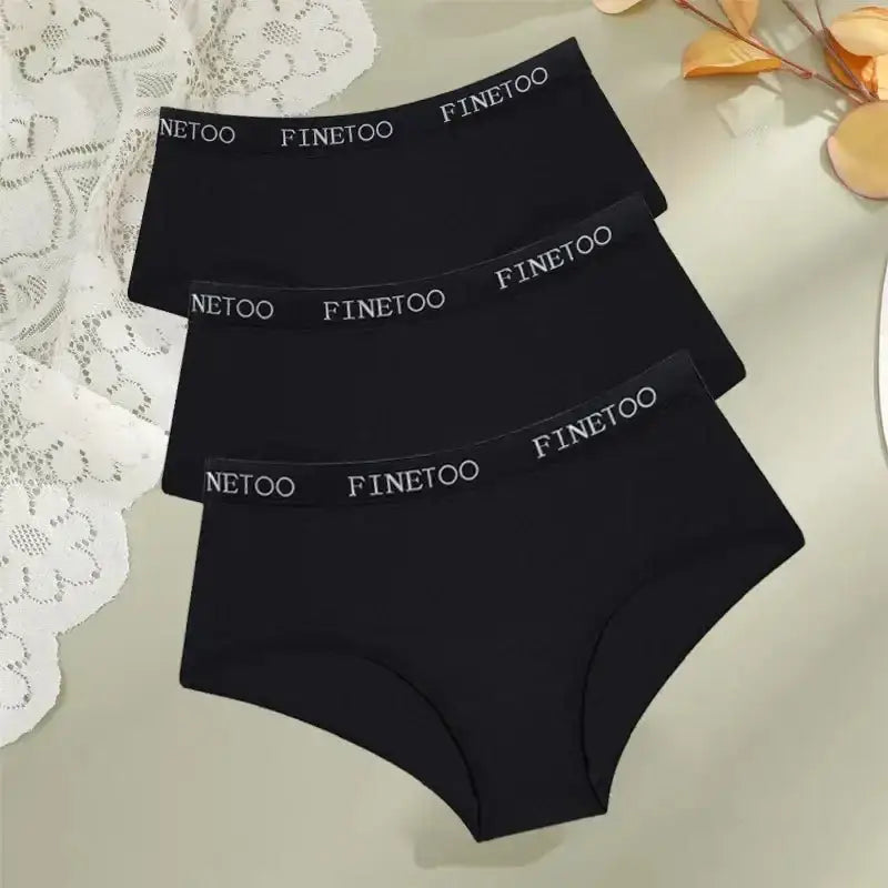 FINETOO 3Pcs Cotton Letter Belt Underwear Women's Panties Sexy Breathable Low Waist Briefs Female Stretch Comfortable Lingerie - The Lady's Haven