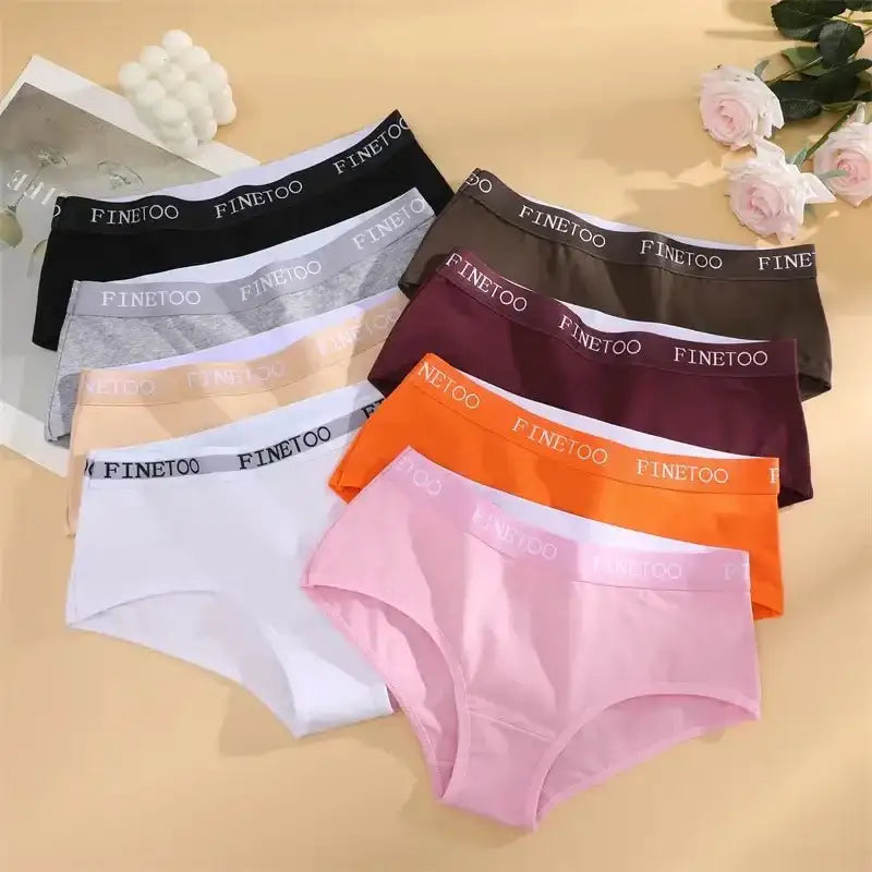 FINETOO 3Pcs Cotton Letter Belt Underwear Women's Panties Sexy Breathable Low Waist Briefs Female Stretch Comfortable Lingerie - The Lady's Haven