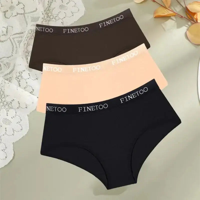 FINETOO 3Pcs Cotton Letter Belt Underwear Women's Panties Sexy Breathable Low Waist Briefs Female Stretch Comfortable Lingerie - The Lady's Haven