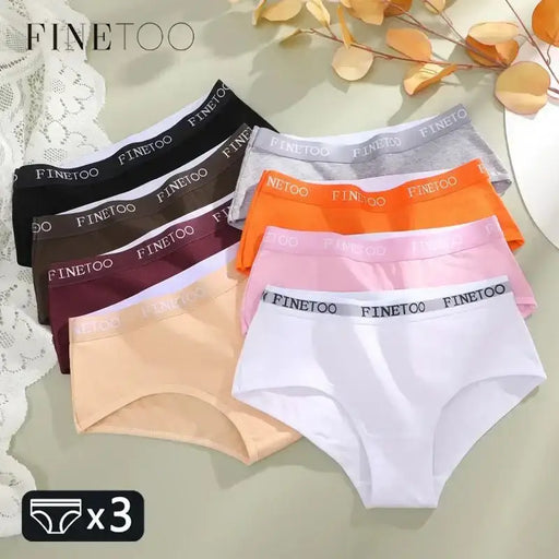 FINETOO 3Pcs Cotton Letter Belt Underwear Women's Panties Sexy Breathable Low Waist Briefs Female Stretch Comfortable Lingerie - The Lady's Haven