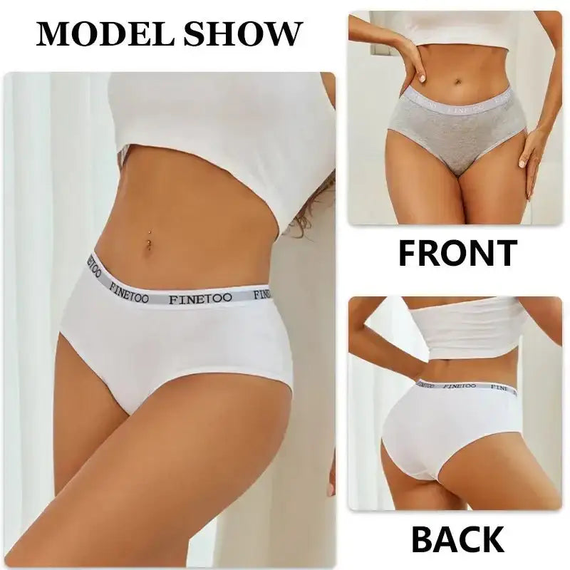 FINETOO 3Pcs Cotton Letter Belt Underwear Women's Panties Sexy Breathable Low Waist Briefs Female Stretch Comfortable Lingerie - The Lady's Haven
