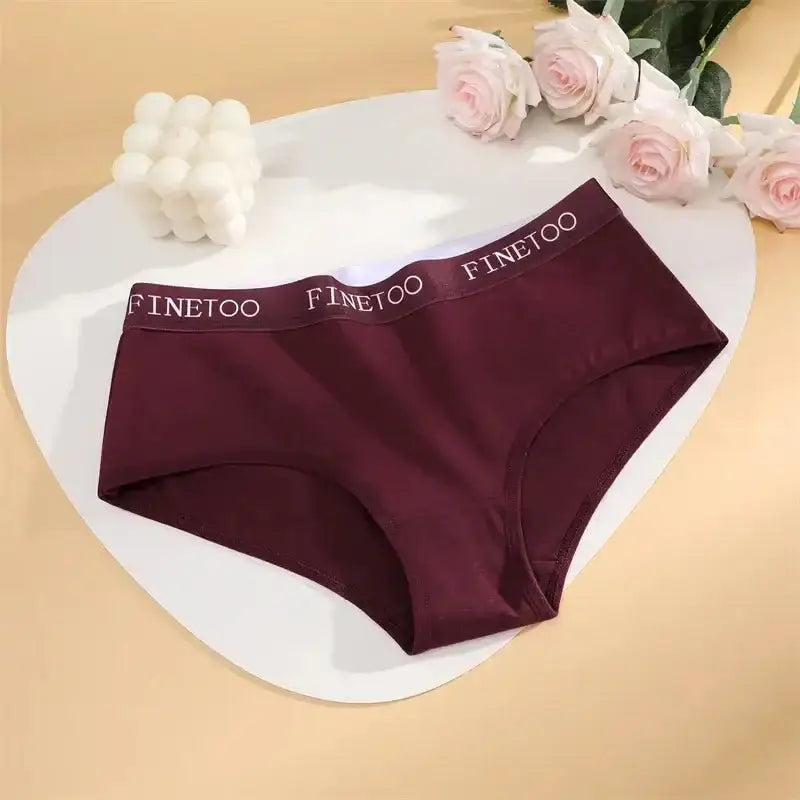 FINETOO 3Pcs Cotton Letter Belt Underwear Women's Panties Sexy Breathable Low Waist Briefs Female Stretch Comfortable Lingerie - The Lady's Haven