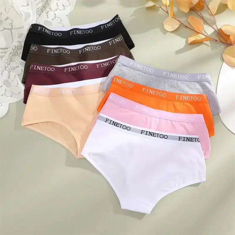 FINETOO 3Pcs Cotton Letter Belt Underwear Women's Panties Sexy Breathable Low Waist Briefs Female Stretch Comfortable Lingerie - The Lady's Haven