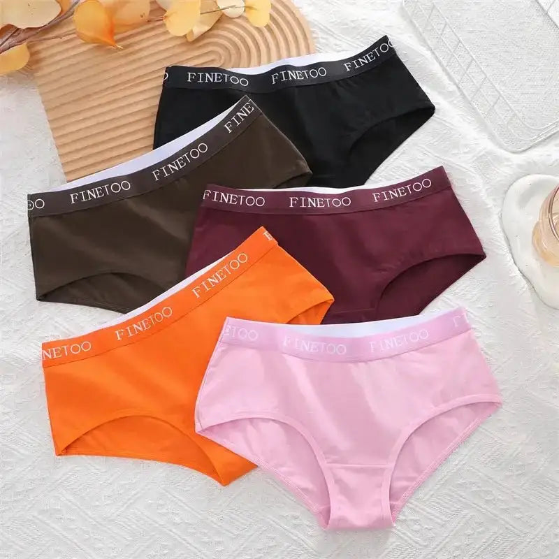 FINETOO 3Pcs Cotton Letter Belt Underwear Women's Panties Sexy Breathable Low Waist Briefs Female Stretch Comfortable Lingerie - The Lady's Haven