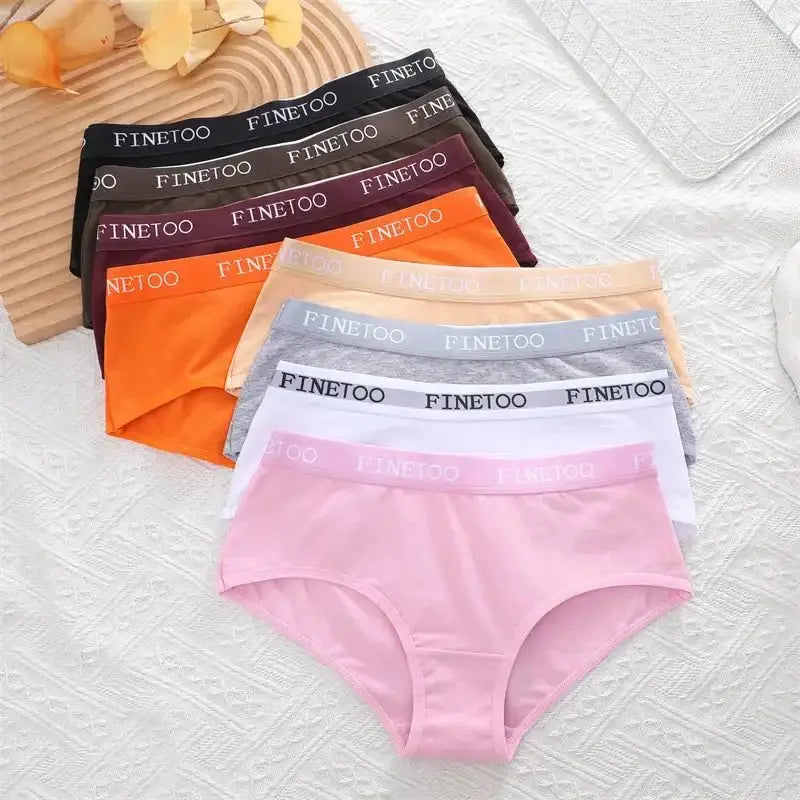 FINETOO 3Pcs Cotton Letter Belt Underwear Women's Panties Sexy Breathable Low Waist Briefs Female Stretch Comfortable Lingerie - The Lady's Haven